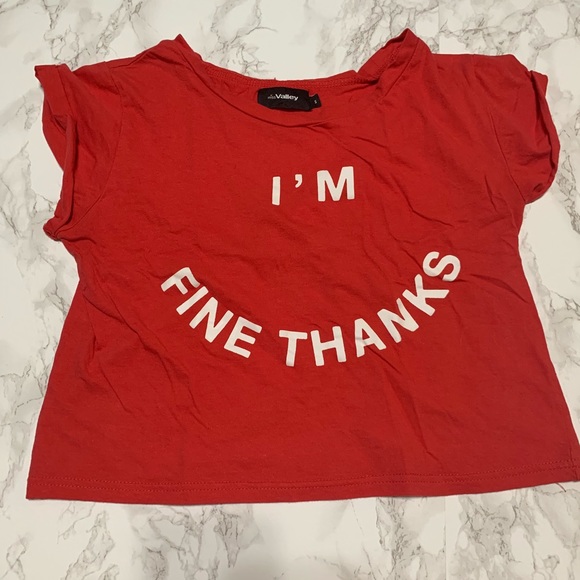 MISS VALLEY I’m fine thanks red crop top size S - Picture 2 of 3